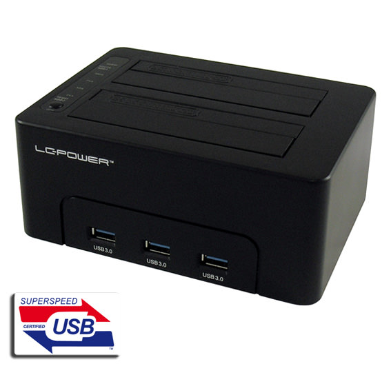 HDD DOCKING LC-DOCK-U3-CR USB3.0 2x HDD/SSD Cardreader + 1x USB3.0 HUB Black