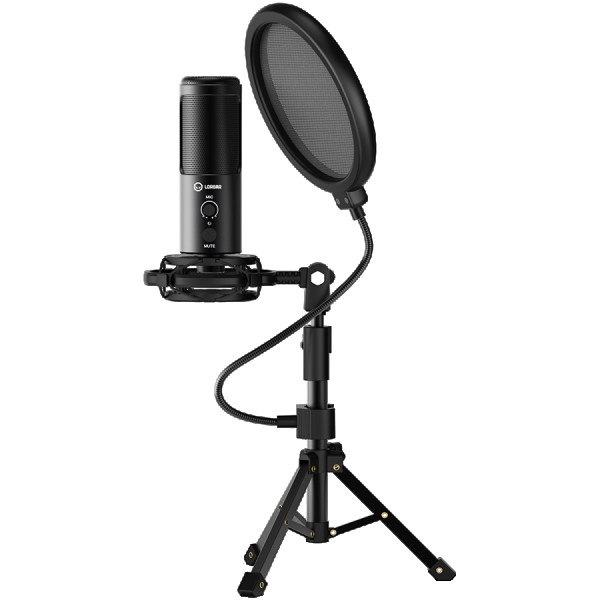 LORGAR Voicer 721, Gaming Microphone, Black, USB condenser microphone with tripod stand, pop filter, including 1 microphone, 1 Height metal