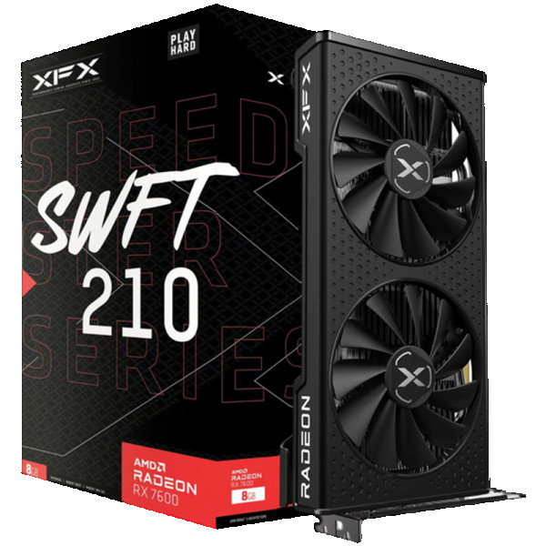 XFX SPEEDSTER SWFT210 RADEON RX7600 CORE Gaming Graphics Card with 8GBGDDR6 HDMI 3xDP, AMD RDNA(TM) 2 ( RX-76PSWFTFY ) 