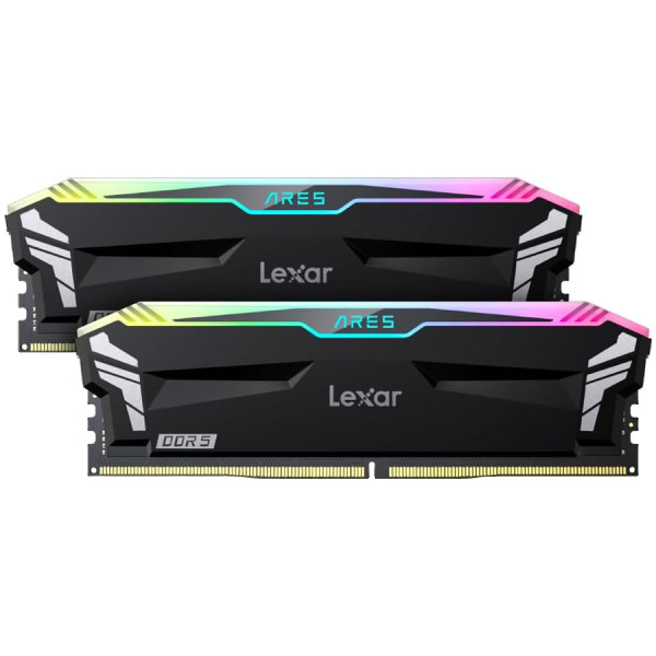 Lexar 16GB Ares DDR5 6400 CL32 1.4V Memory with heatsink and RGB lighting,Dual pack, Black Color, EAN: 843367131587 ( LD5EU016G-R6400GDLA )