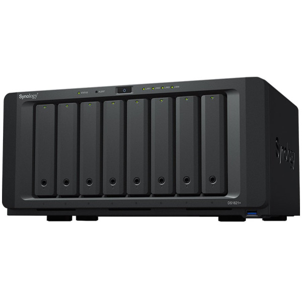 Synology DiskStation DS1821+, Tower, 8-Bay 3.5 SATA HDDSSD, 2 x M.2 2280 NVMe SSD, CPU AMD Ryzen Quad-core 2.2 GHz, 4 GB DDR4 ECC SODIMM, 4