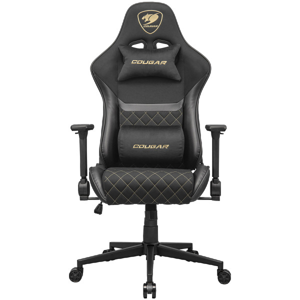 COUGAR Gaming chair Armor One V2 Gold F, Breathable PVC Leather, Classic high-back design, Adjustable Design, 4D Folding Armrests, Recliner