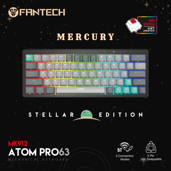 Tastatura Mehanicka Gaming Fantech MK912 RGB Atom PRO63 Wireless Mercury (red switch)