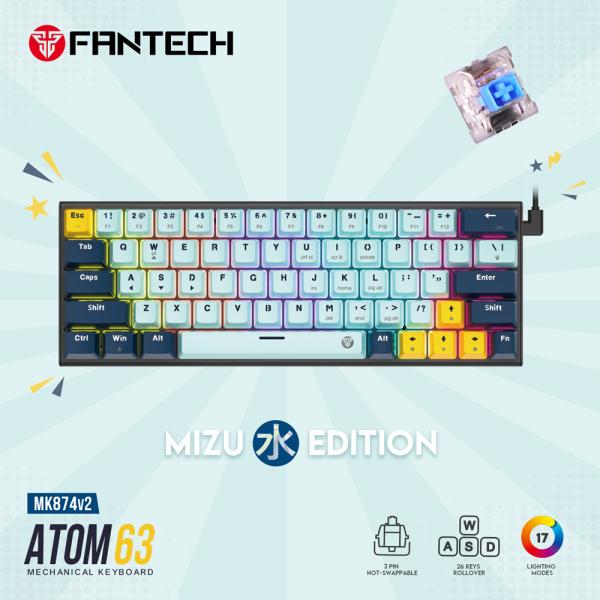 Tastatura Mehanicka Gaming Fantech MK874 RGB Atom 63 SkyBlue (Blue switch)