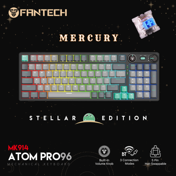 Tastatura Mehanicka Gaming Fantech MK914 RGB Atom PRO96 Wireless Mercury (blue switch)