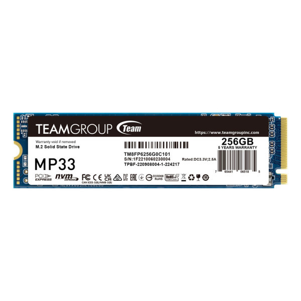 SSD M.2 NVMe TeamGroup 256GB MP33 Gen3x4 1600MBs1000MBs TM8FP6256G0C101